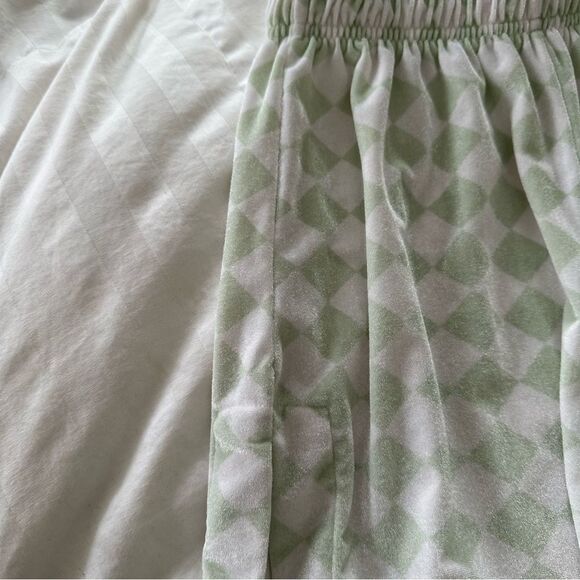 Frankies Bikinis Sage green and white checkered collared coco velvet shorts - Picture 9 of 9